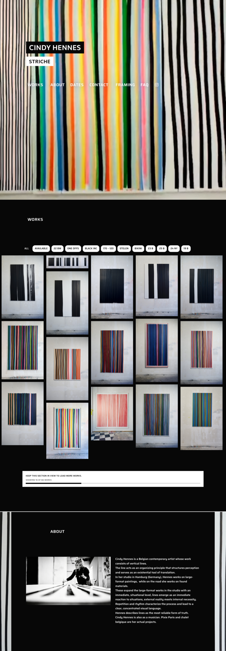 Cindy Hennes – Painter Portfolio Website – Reference screenshot