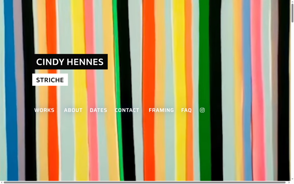 Cindy Hennes artist website homepage with a generative canvas stroke animation