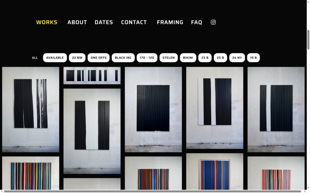 Filterable works gallery of Cindy Hennes paintings organised by series