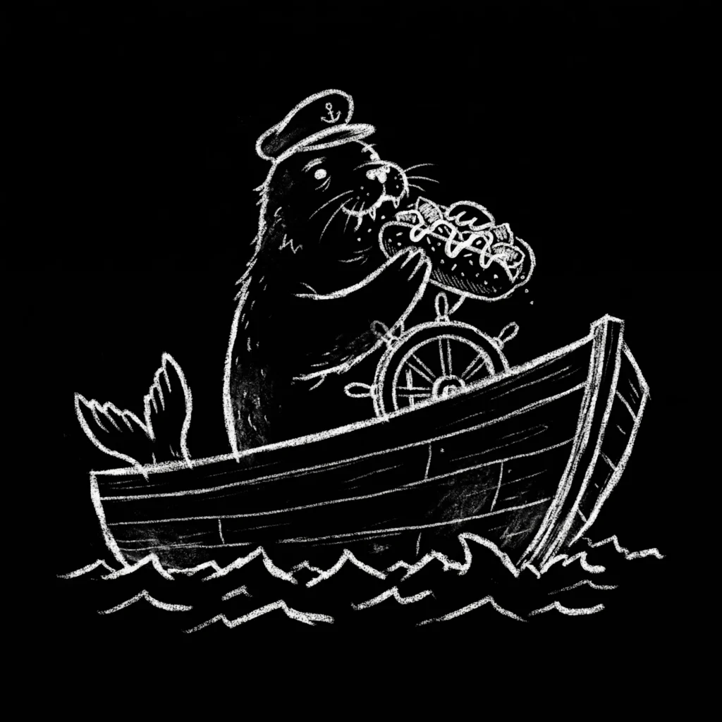 Seal captain holding an Underdocks roll on a fishing boat